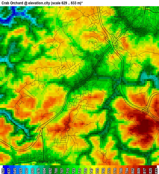 Crab Orchard elevation map