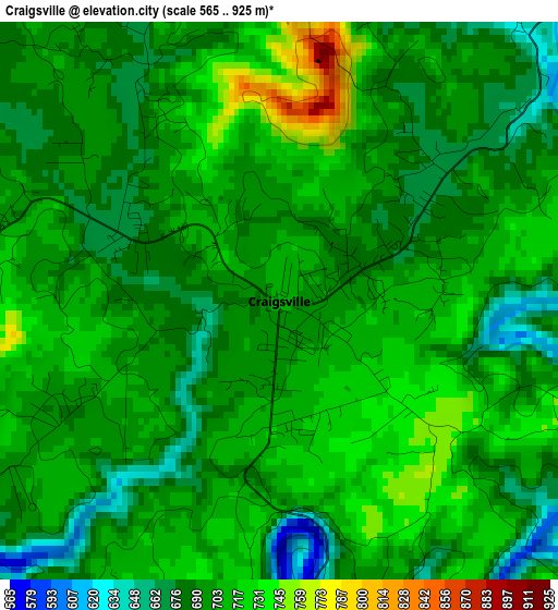 Craigsville elevation map