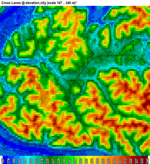 Cross Lanes elevation map