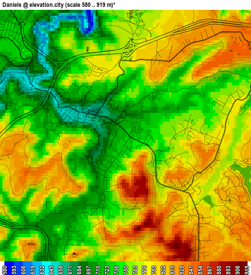 Daniels elevation map