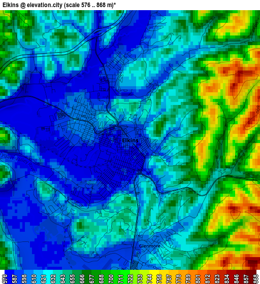 Elkins elevation map