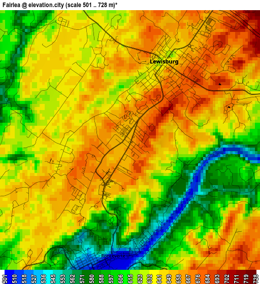 Fairlea elevation map