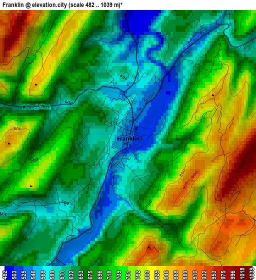 Franklin elevation map