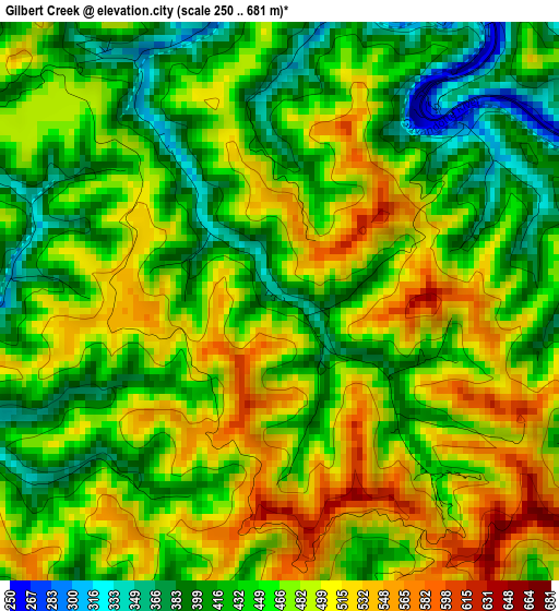 Gilbert Creek elevation map