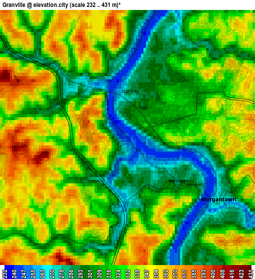 Granville elevation map