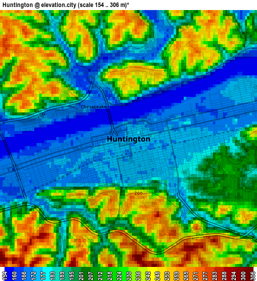 Huntington elevation map