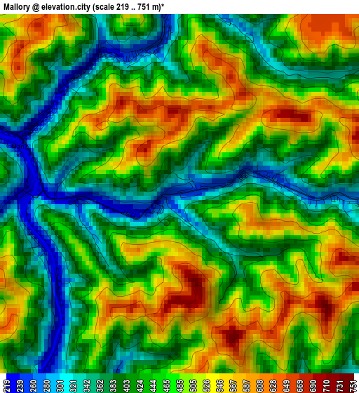 Mallory elevation map