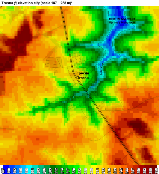 Trosna elevation map