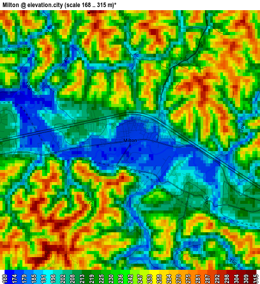 Milton elevation map