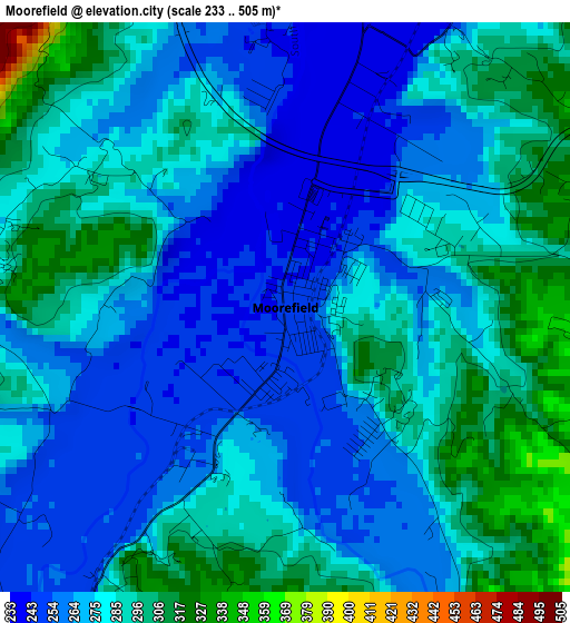 Moorefield elevation map