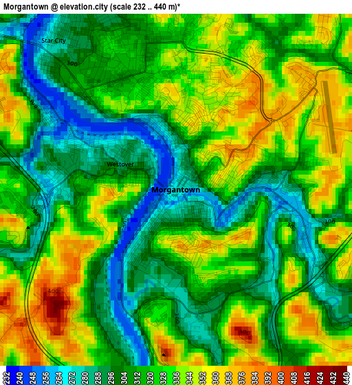 Morgantown elevation map