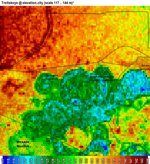 Troitskoye elevation map