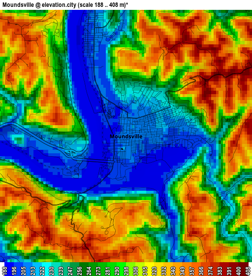 Moundsville elevation map