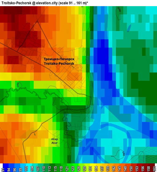 Troitsko-Pechorsk elevation map