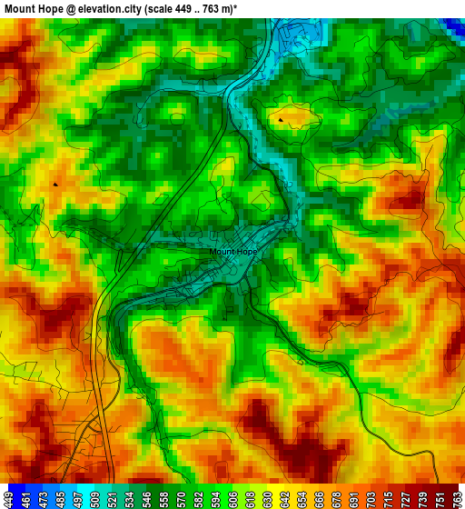 Mount Hope elevation map