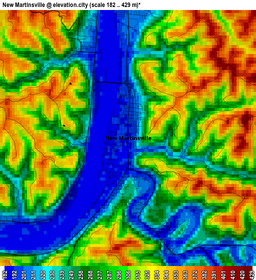 New Martinsville elevation map