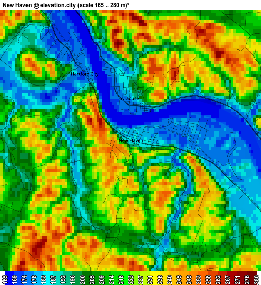 New Haven elevation map