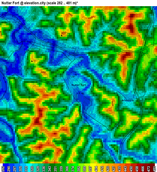 Nutter Fort elevation map