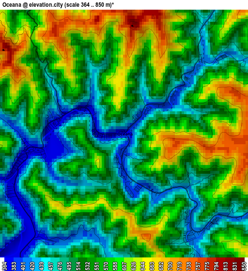 Oceana elevation map