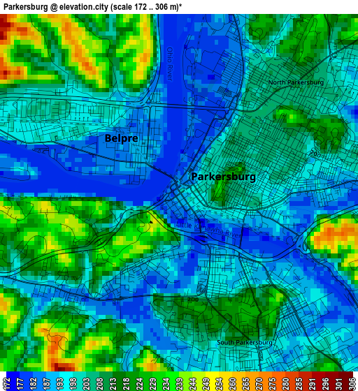 Parkersburg elevation map