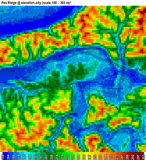 Pea Ridge elevation map