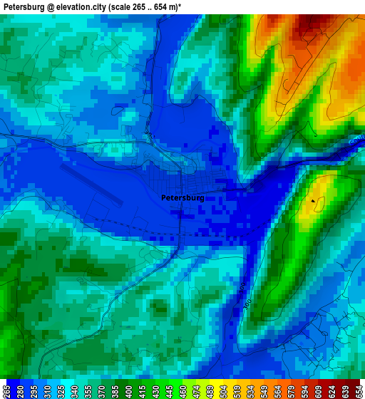 Petersburg elevation map