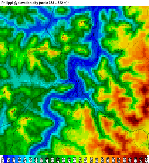 Philippi elevation map