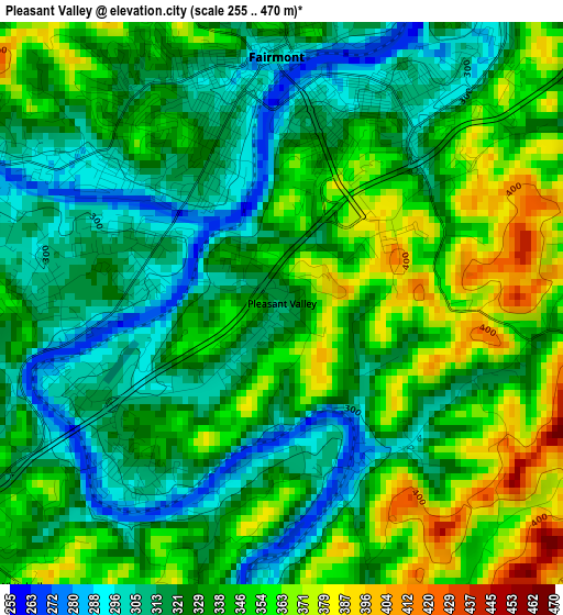 Pleasant Valley elevation map