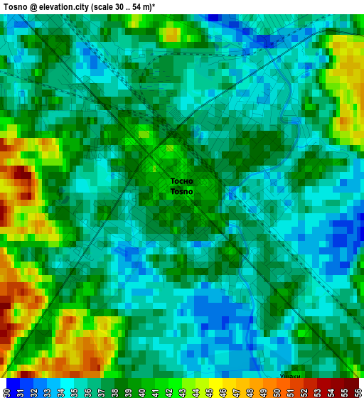 Tosno elevation map