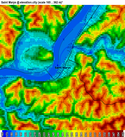 Saint Marys elevation map