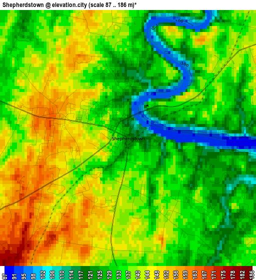 Shepherdstown elevation map