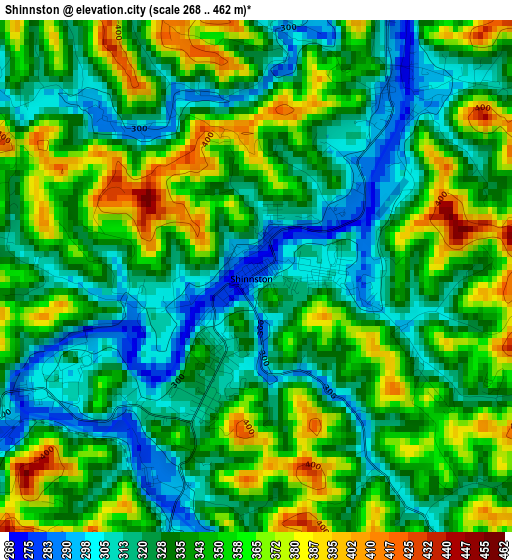 Shinnston elevation map