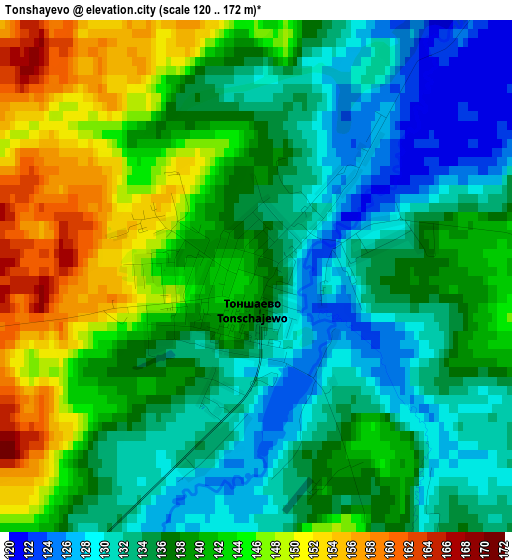 Tonshayevo elevation map