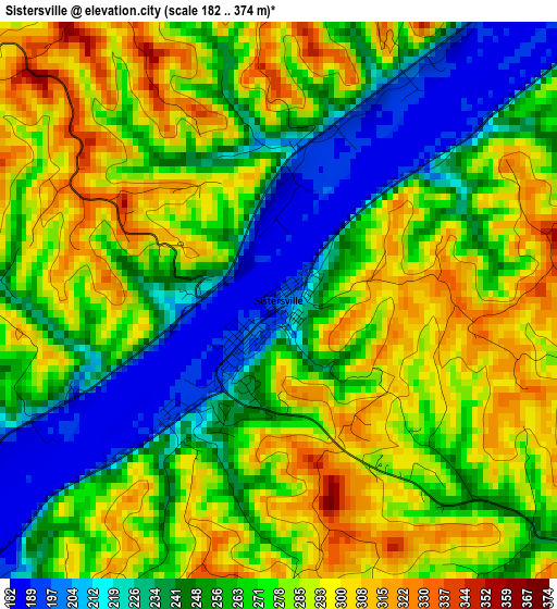 Sistersville elevation map