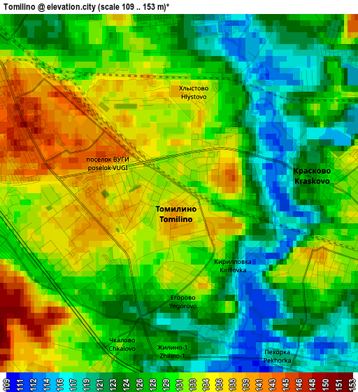 Tomilino elevation map