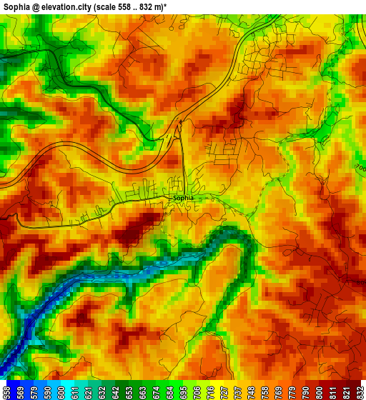 Sophia elevation map