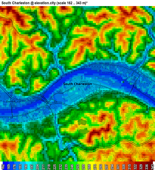 South Charleston elevation map