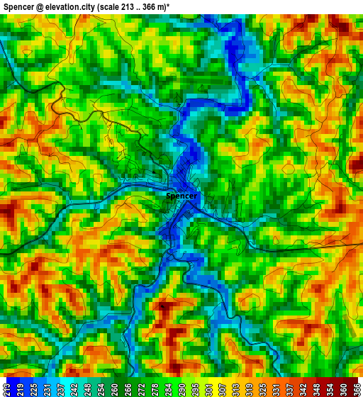 Spencer elevation map