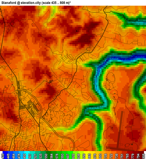 Stanaford elevation map