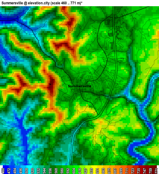 Summersville elevation map