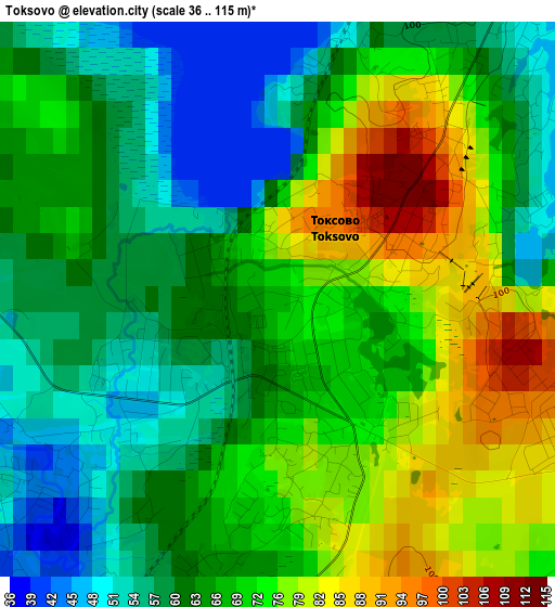 Toksovo elevation map