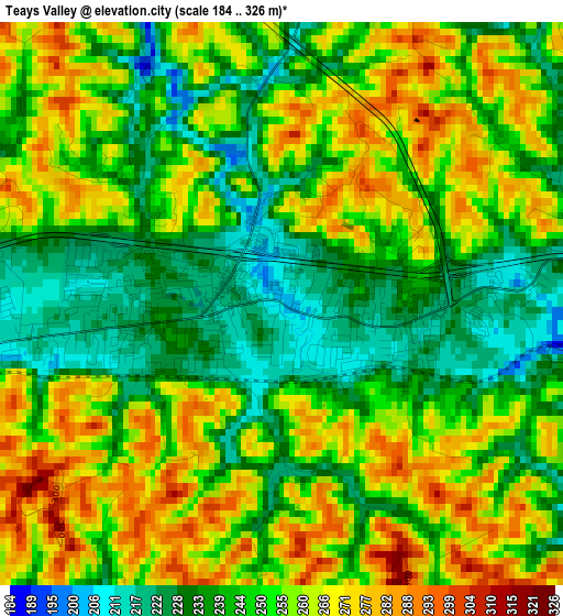 Teays Valley elevation map