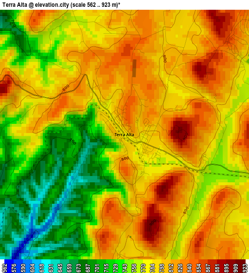 Terra Alta elevation map