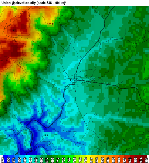 Union elevation map