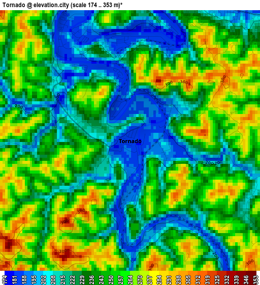 Tornado elevation map