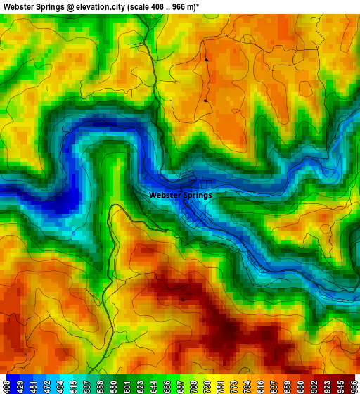 Webster Springs elevation map