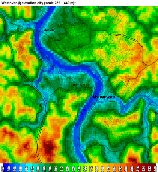 Westover elevation map