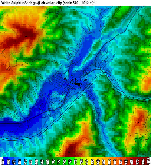 White Sulphur Springs elevation map