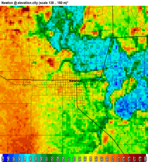 Newton elevation map