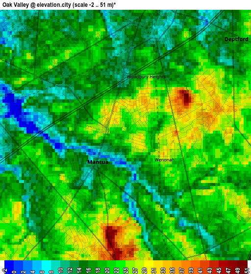 Oak Valley elevation map